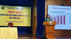 Bà Nguyễn Thị Hương, Tổng cục trưởng Tổng cục Thống kê thông tin về tình hình kinh tế - xã hội quý I/2024