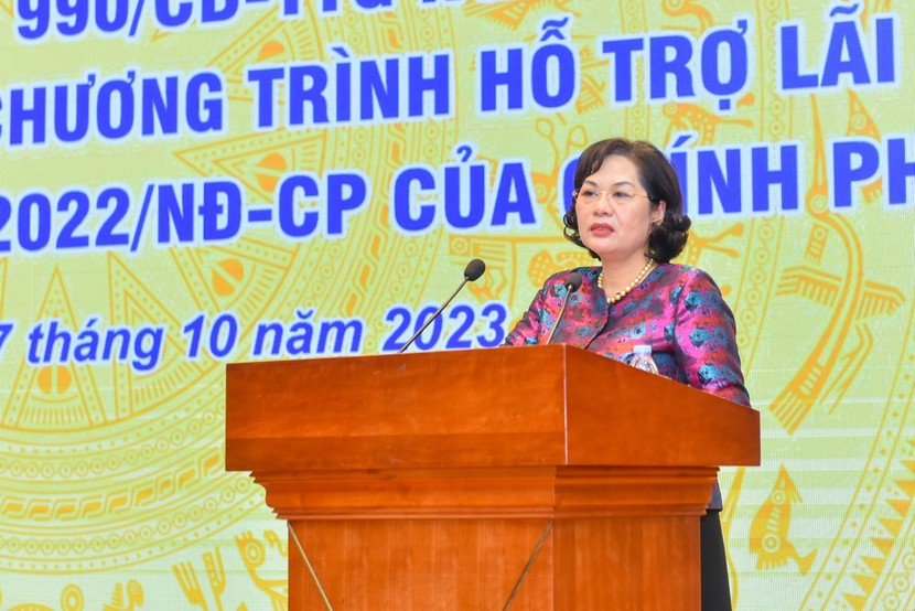 Thống đốc NHNN Nguyễn Thị Hồng phát biểu tại Hội nghị.