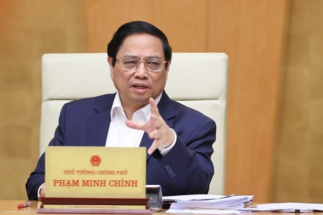 Thủ tướng Phạm Minh Chính nhấn mạnh yêu cầu thúc đẩy các động lực tăng trưởng mới, phấn đấu đạt cao nhất các chỉ tiêu, mục tiêu năm 2023 - Ảnh: VGP