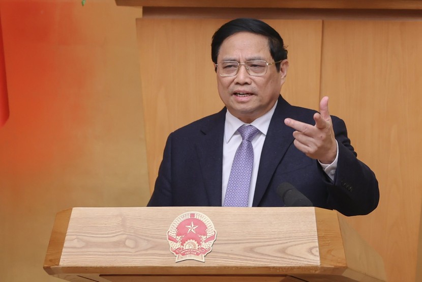 Thủ tướng Phạm Minh Chính phát biểu kết luận phiên họp Chính phủ thường kỳ tháng 2/2024 - Ảnh: VGP/Nhật Bắc